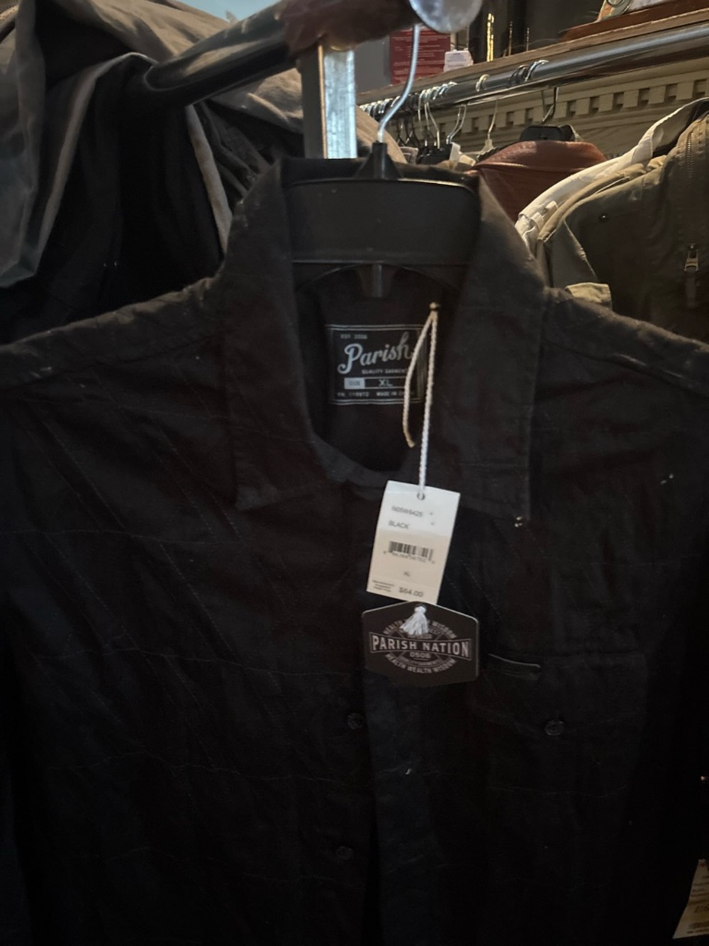 Parish Nation Men's Black Quilted Shirt Jacket